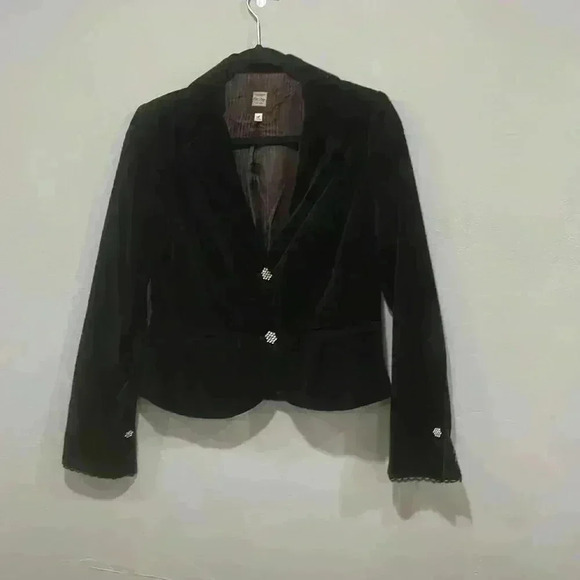 Vintage velvet old navy black blazer size medium with snowflake buttons - Picture 1 of 6